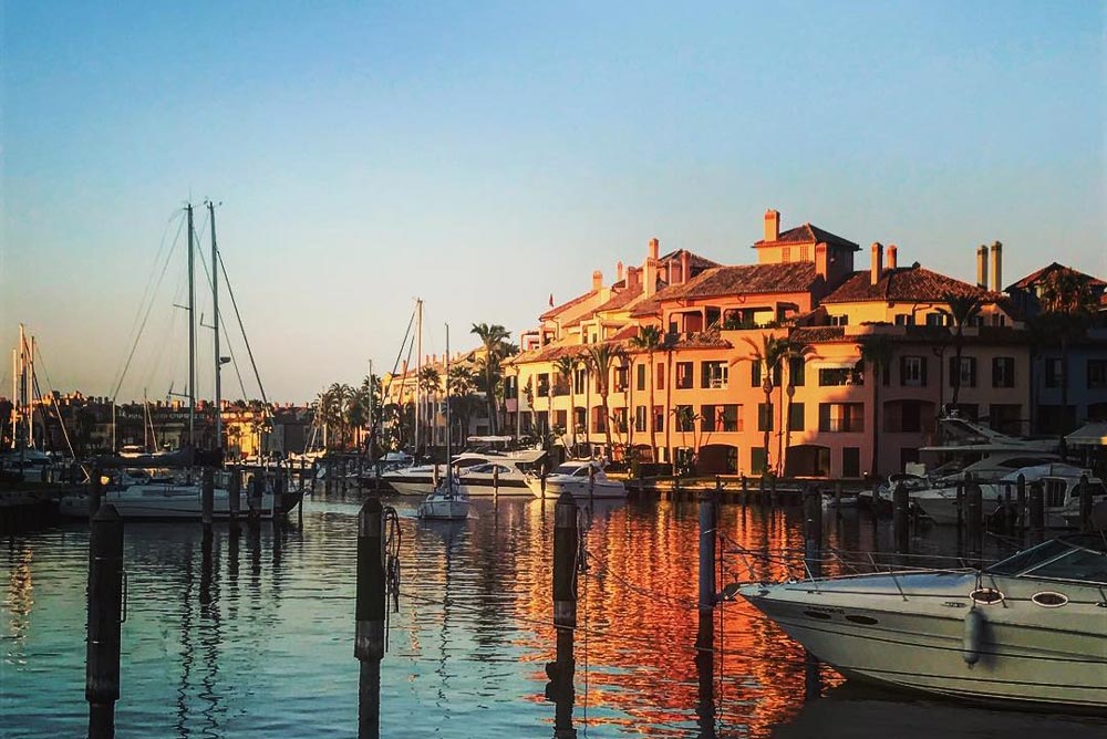 Sotogrande Marina property during sunset.