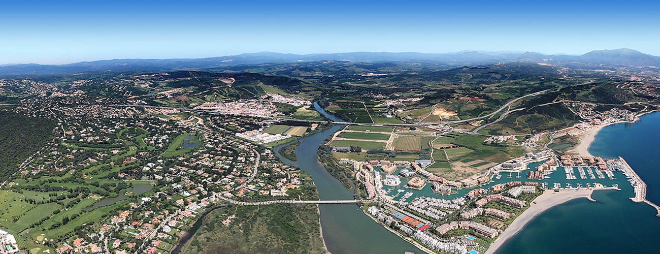 Aerial view of Sotogrande property selection.