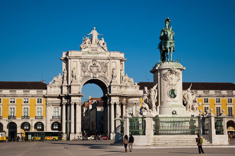 Arco da Rua Augusta, na Praça do Comércio, em Lisboa, Portugal.