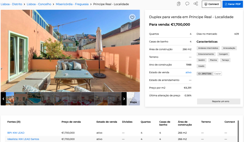Detalhes da página de um imóvel, na pesquisa de imóveis