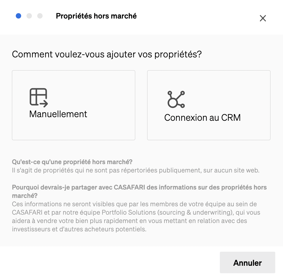 Ajouter une propriété hors marché à CASAFARI