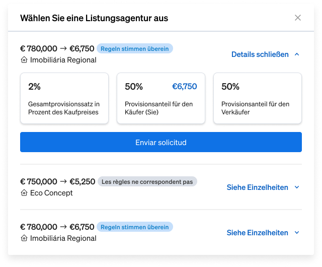 Verhandlung von Immobilienprovisionen innerhalb von CASAFARI Connect