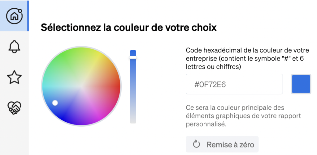 Le sélecteur de couleurs permet aux agents de mettre leur marque dans leurs rapports d'évaluation immobilière.