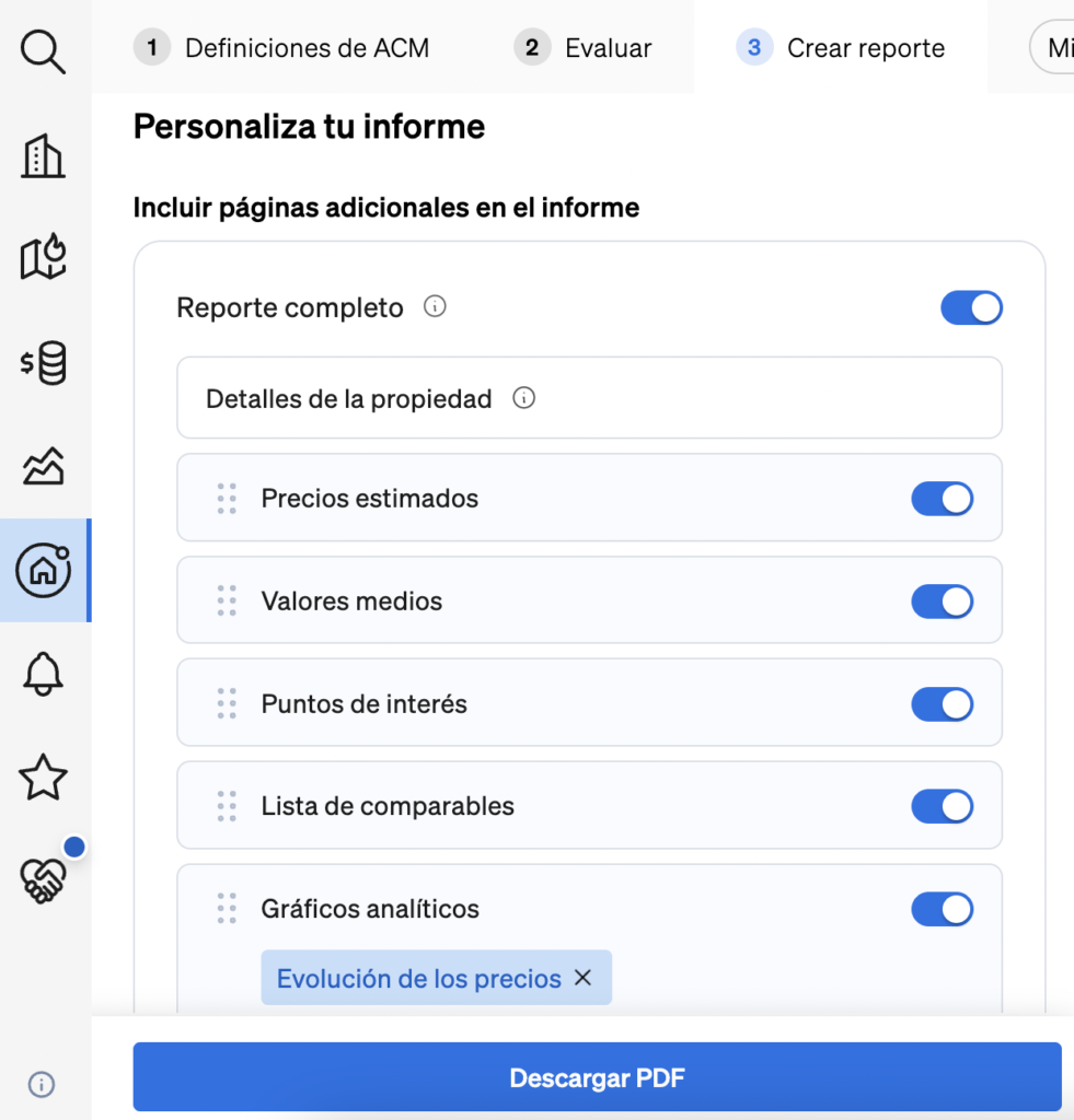 Elegir el orden del contenido de su informe de tasación inmobiliaria