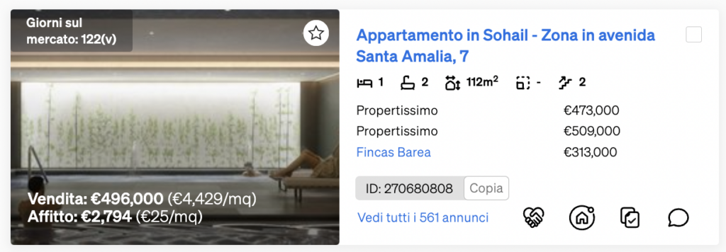 CASAFARI Connect disponibile per una proprietà all'interno della ricerca di immobili di CASAFARI