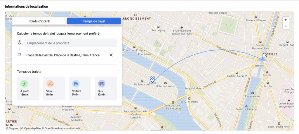Voir la distance entre un bien et tout autre point de la ville avec CASAFARI