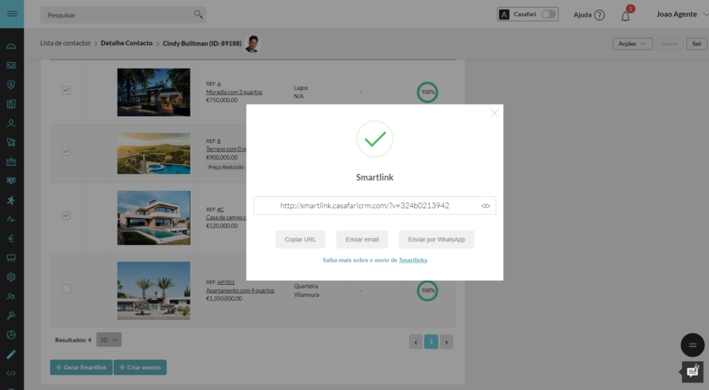 Criação de Smartlink no CASAFARI's CRM