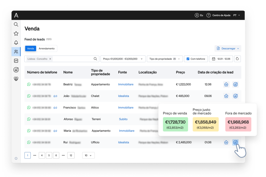 Encontrar vendedores particulares perto de si num mercado específico com o Lead Flow da CASAFARI