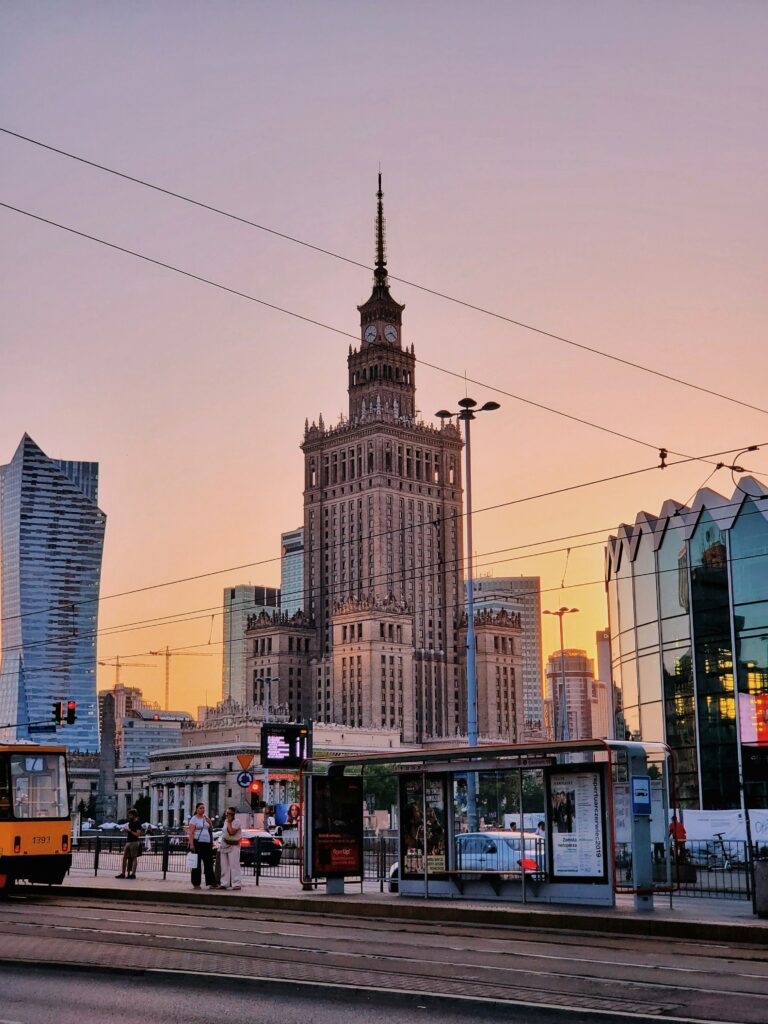 Evening in Warsaw, Poland. real estate